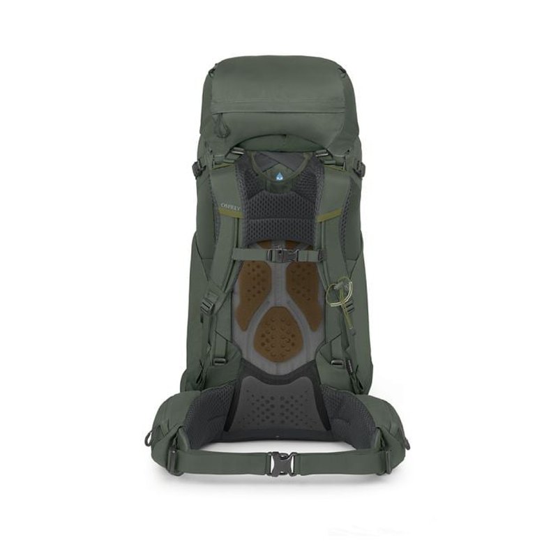 Baksida av Osprey Kestrel 58 med ergonomiskt AirSpeed-mesh och justerbart höftbälte