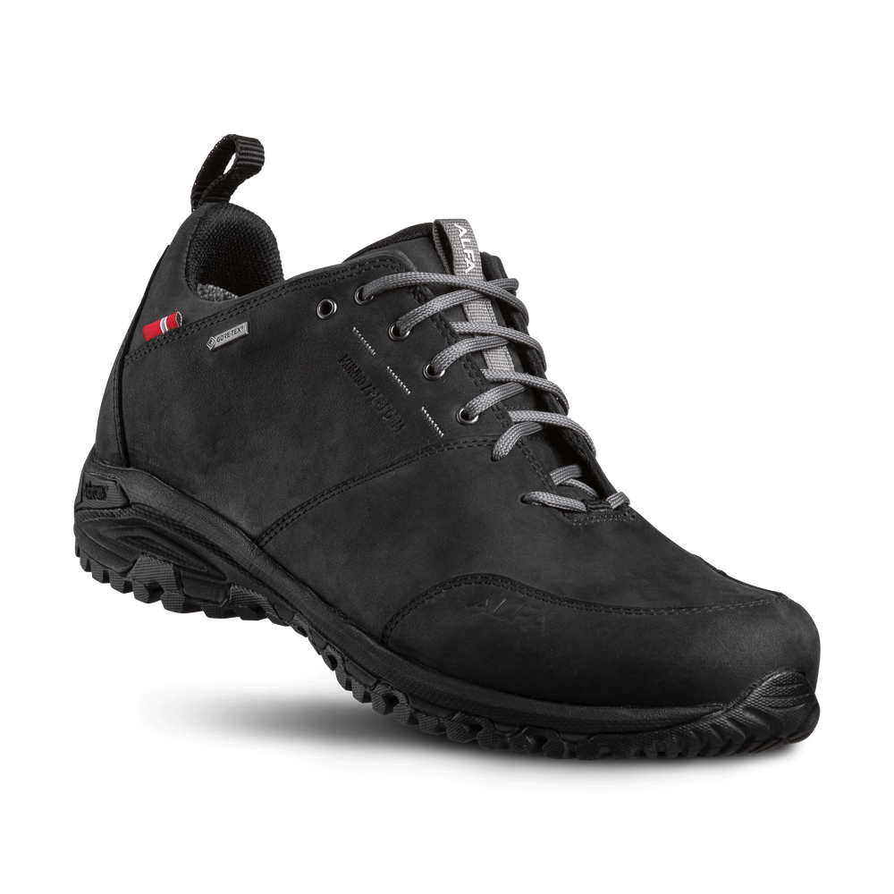 Svarta vattentäta vandringsskor i nubuck med GORE-TEX