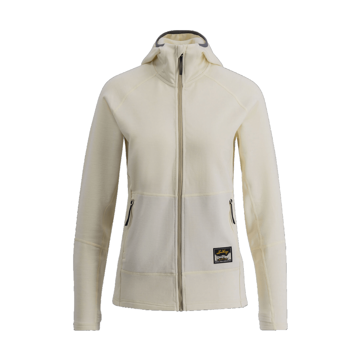 Ljusbeige Tived merinohoodie med dragkedja och fickor
