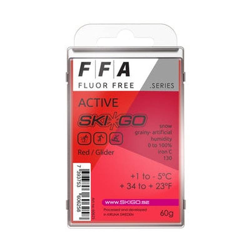 FFA Glider röd glidvalla förpackning, fluorfritt vax för kornig snö