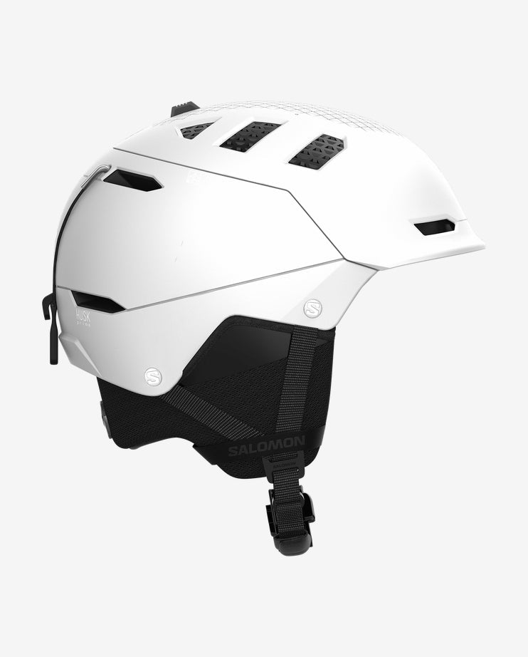 Vit Salomon Husk Prime MIPS alpint hjälm med matt yta och ventilering
