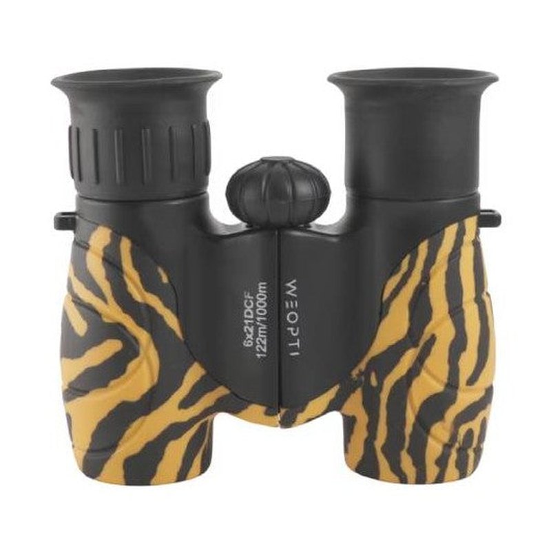 Weopti Adventure tigerjunior kikare med tigerrandigt mönster och fokusring