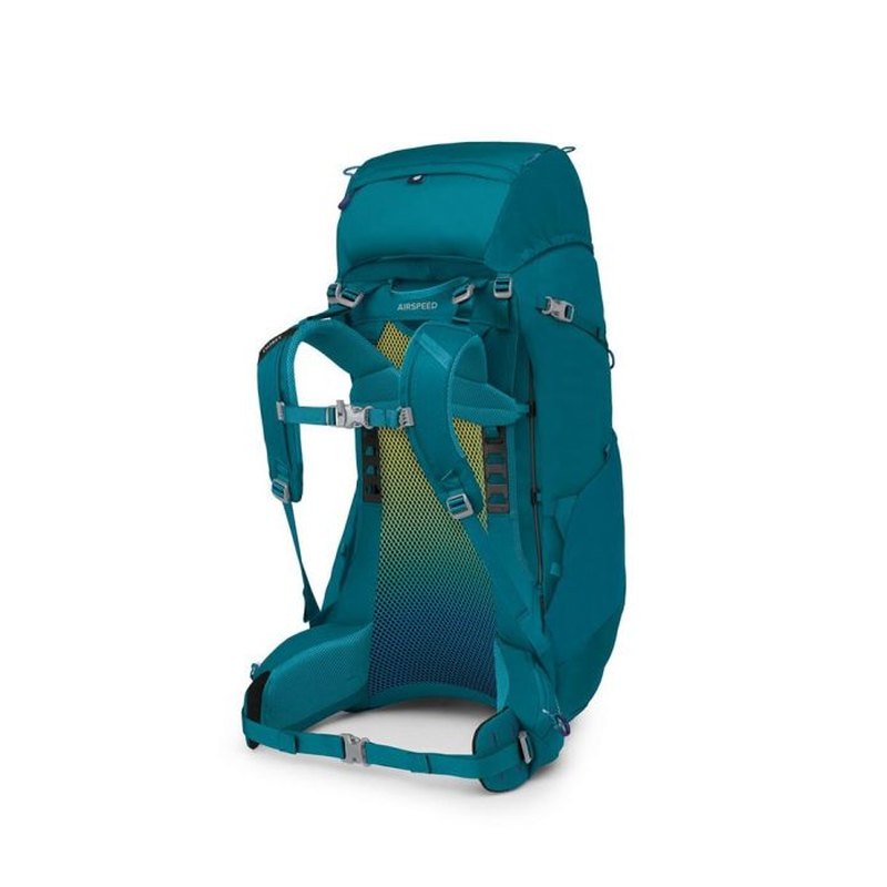 Baksida av teal Osprey Ace 50 med AirSpeed™ mesh och justerbara remmar