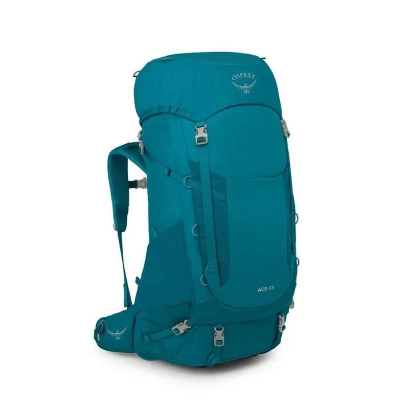 Teal Osprey Ace 65 junior vandringryggsäck med justerbar passform och silverfärgade spänner
