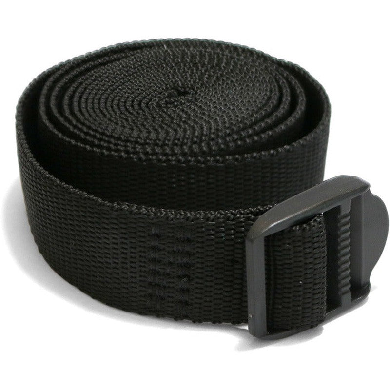 Svart Spännrem Utility Strap 244cm i vävd polypropylen med plastspänne