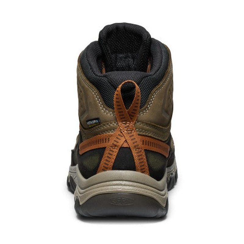 Bakvy av bruna Keen Targhee IV vandringskängor med KEEN.DRY och korsknuten snörning
