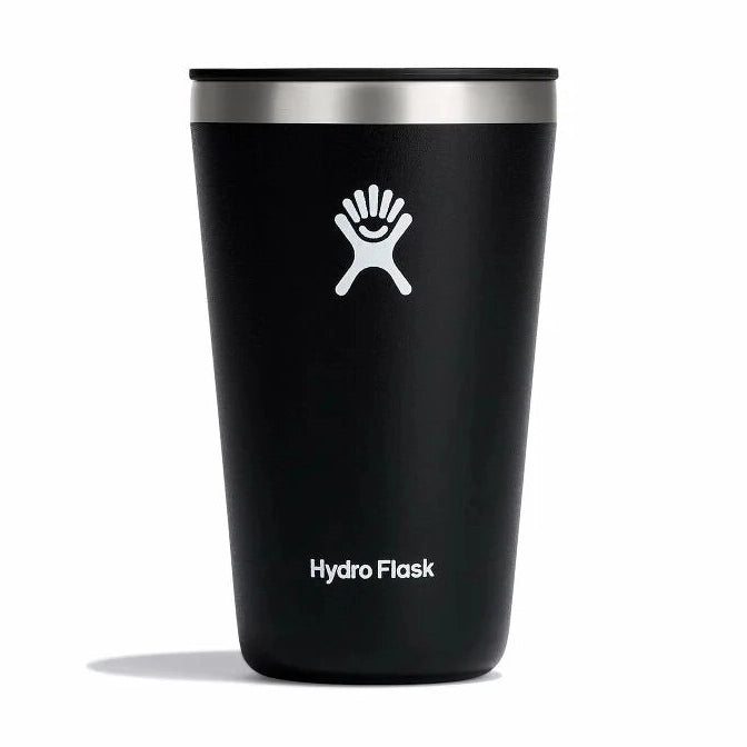 Svart Hydro Flask termosmugg med matt yta och vit logotyp