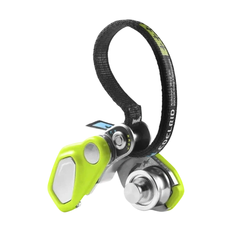 Edelrid OHMEGA bromsassistent i limegrönt med silverdetaljer