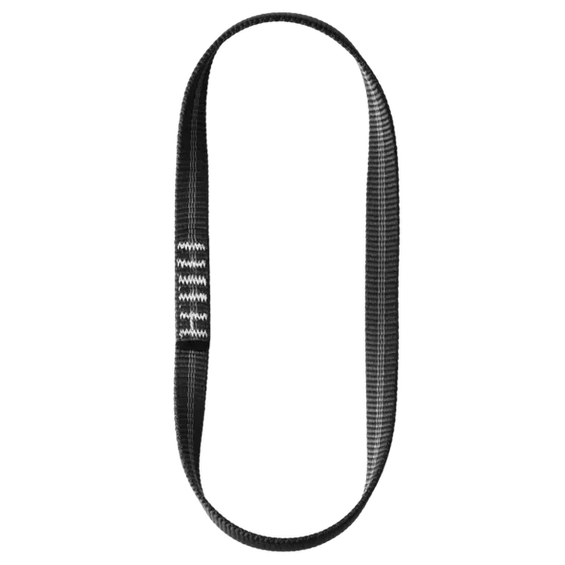 Svart sydd slinga Edelrid PES Sling 16mm III i polyester med vit sömnad