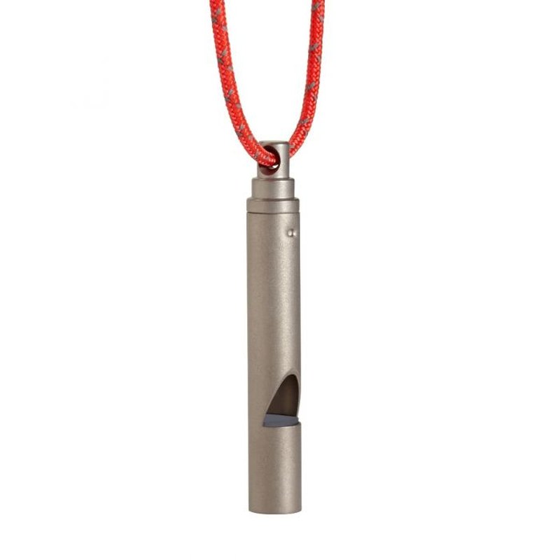 Vargo Titanium Emergency Whistle with red lanyard