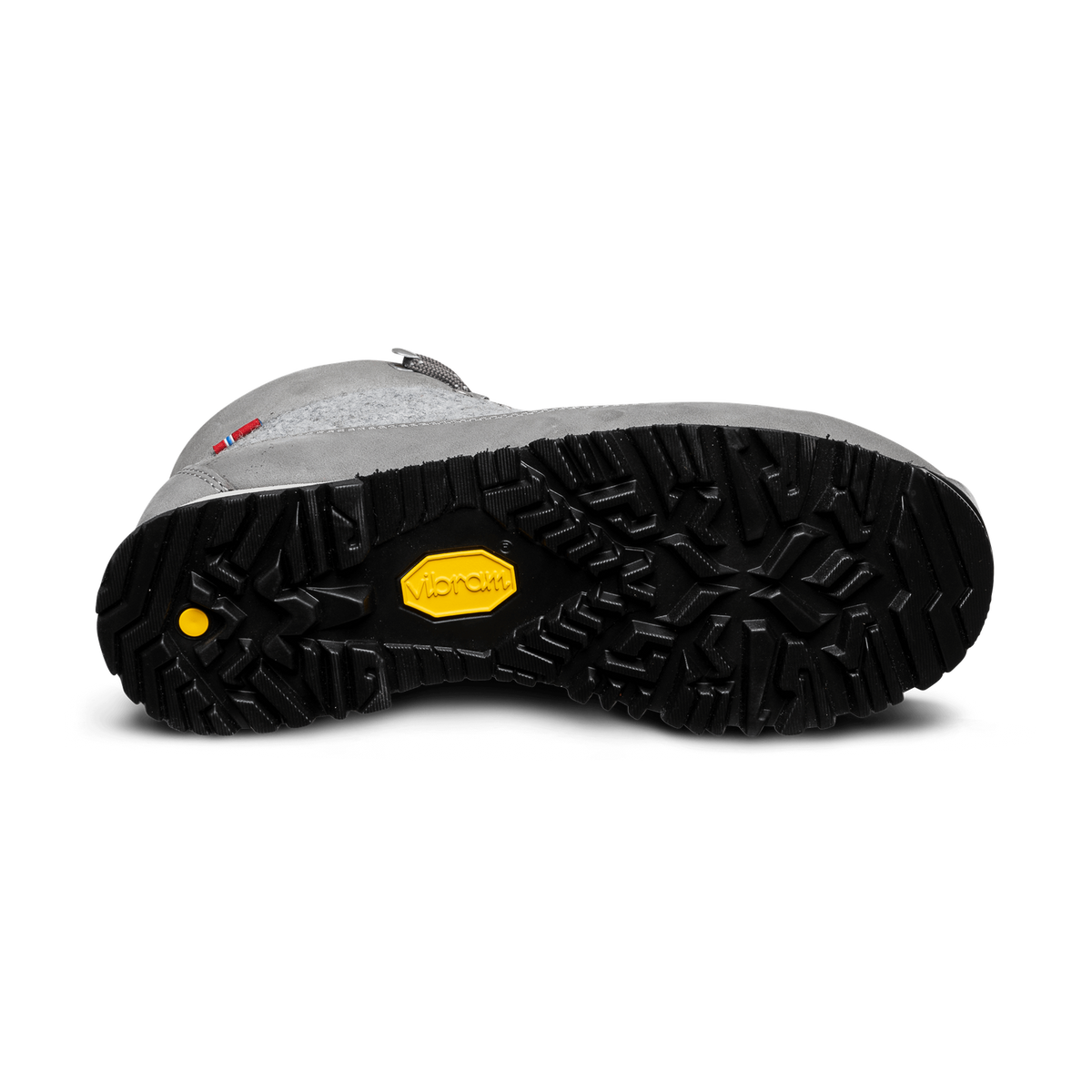 Närbild på Vibram-sula med djup profil på Alfa Stad vinterkänga