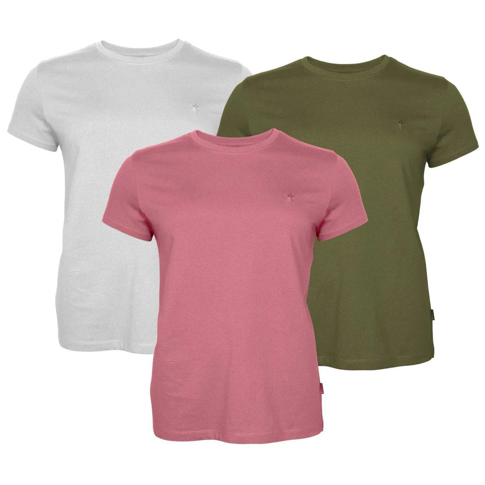 3-pack T-shirt Dam Pinewood White/Pine/Lantana