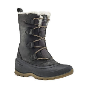 Sidovy av mörkgrå Kamik Snowgem-vinterkänga med WATERPROOF-text